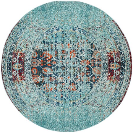 Safavieh Monaco Power Loomed Round Area Rug; Blue & Multicolor - 6 ft.-7 in. x 6 ft.-7 in. MNC208J-7R